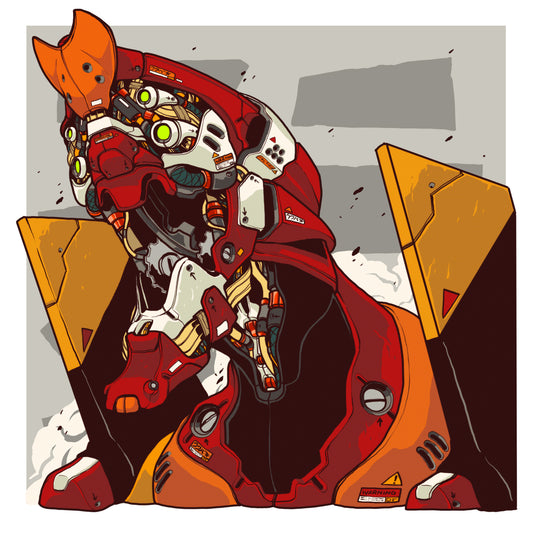 CLOGTWO Mechasoul Eva Unit 02 collectible art print featuring premium mecha illustration inspired by classic anime design