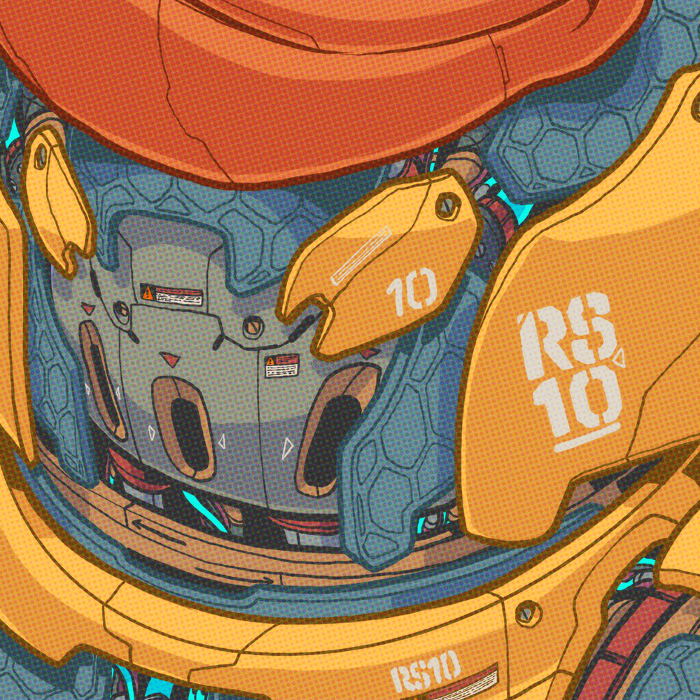 Close up of an Illustration of a robot duck 