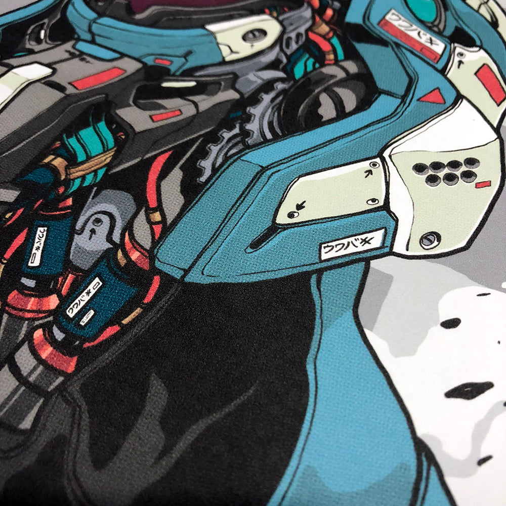 CLOGTWO Close-up of Mechasoul Eva Unit 00 art print showing detailed mechanical artwork and color finish