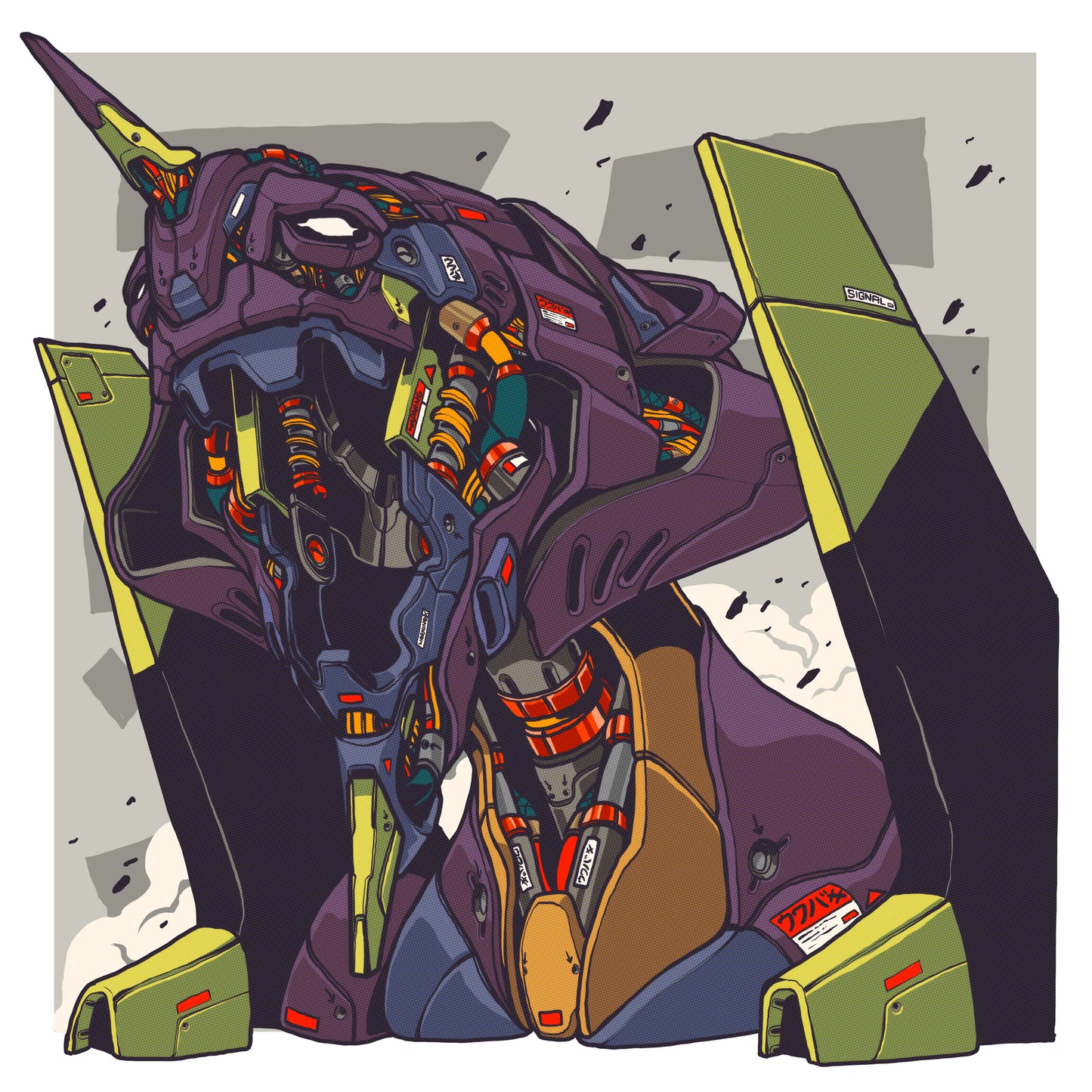 CLOGTWO Mechasoul Eva Unit 01 collectible art print featuring premium mecha illustration inspired by classic anime design