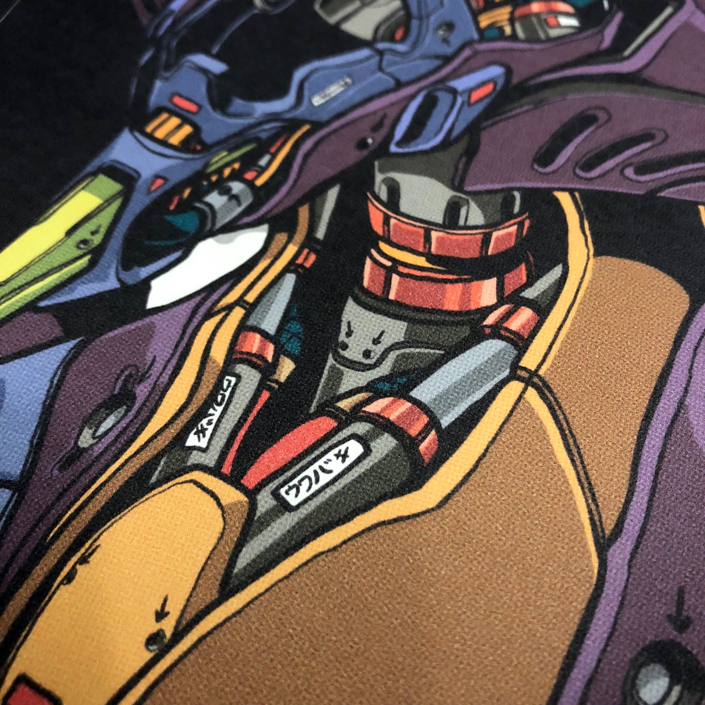 CLOGTWO Angled view of Mechasoul Eva Unit 01 collectible print highlighting texture and matte paper quality